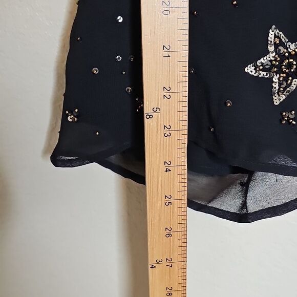 Free People Black Star Embellished Slip Camisole Beaded Sequin XS - Picture 5 of 9